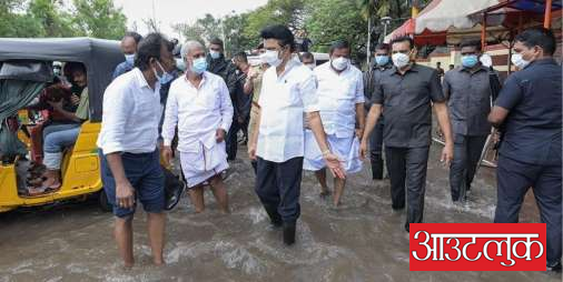 Tamil Nadu Chief Minister MK Stalin Visits A Waterlogged Area Following ...